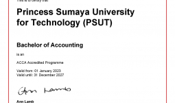 The Accounting Program at PSUT received the Association of Chartered Certified Accountants (ACCA) global accreditation