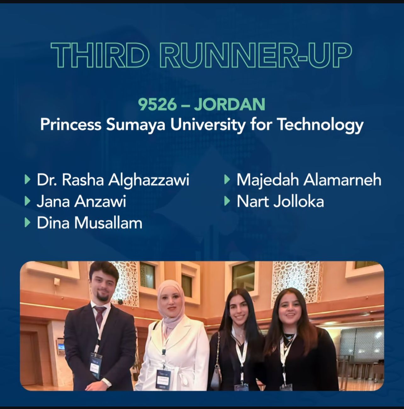 طلبة جامعة الأميرة سمية للتكنولوجيا يحققون مراكز متقدمة في مسابقة IMA 2025